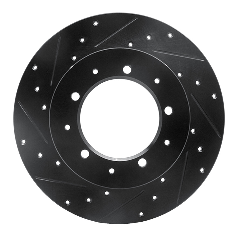 Land Rover Range Rover Brake Rotor (1) - Rear Left - R1 Concepts - Drilled & Slotted - Black - `74-`16